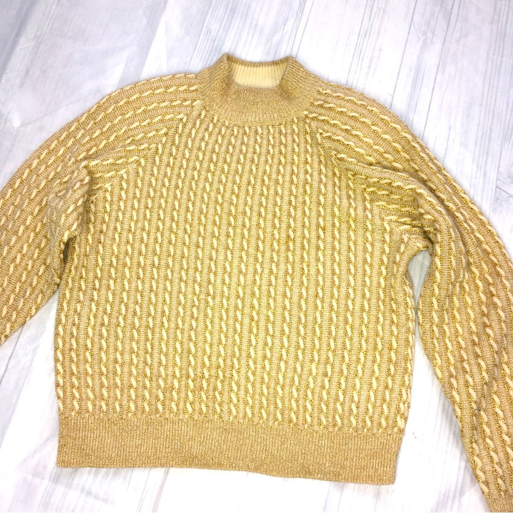 Jeanne Pierre Vintage Lambswool Blend and Metallic Sweater Size Medium